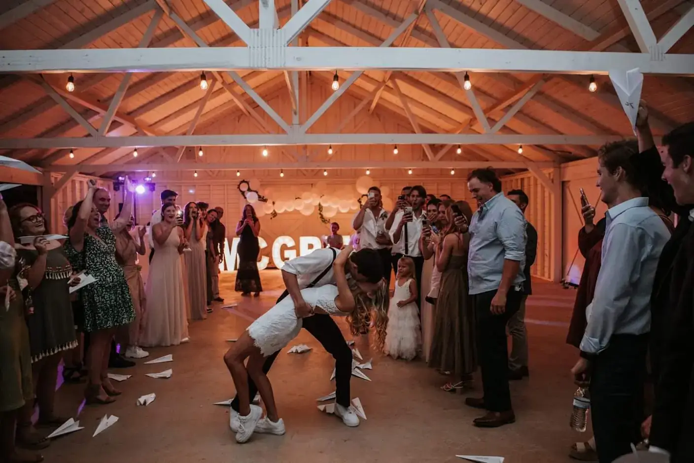 First dance surrounded by cheering guests — Abilene wedding DJ entertainment by Pro DJ's